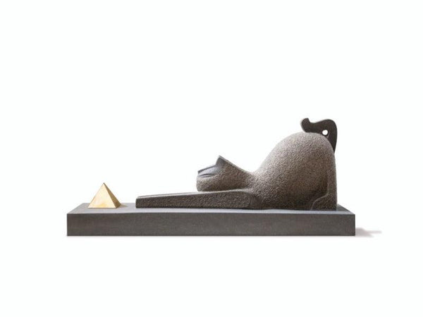 Animals sculpture titled 'Egyptian Cat 2', 9x24x11 inches, by artist Prashant Bangal on Basalt Stone