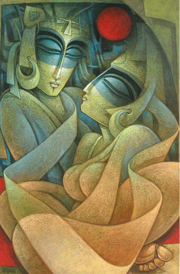 Figurative acrylic painting titled 'Egyptian King and Queen VI', 36x54 inches, by artist Nityam Singha Roy on Canvas