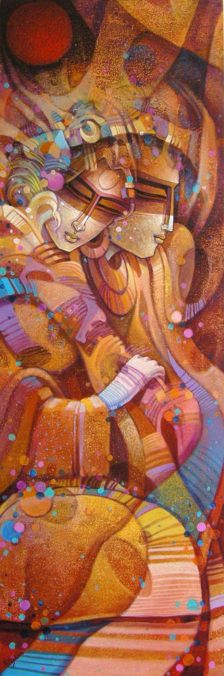 Figurative acrylic painting titled 'Egyptian King And The Queen', 54x18 inches, by artist Nityam Singharoy on Canvas