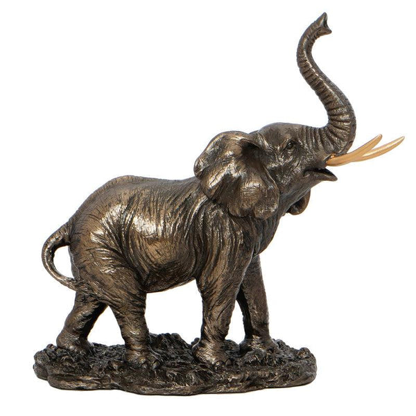 Animals handicraft titled 'Elephant With Trunk', 5x5x2 inches, by artist Brass Handicrafts on Polyresin, Bronze
