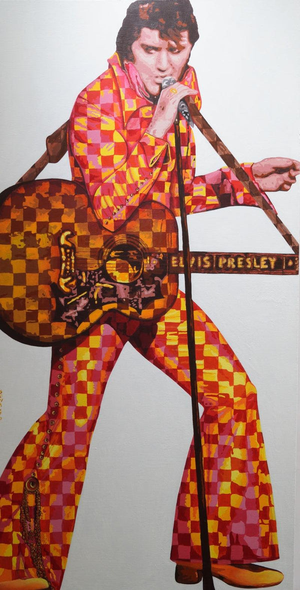 Figurative acrylic painting titled 'Elvis Presle', 60x30 inches, by artist Sonaly Gandhi on Canvas