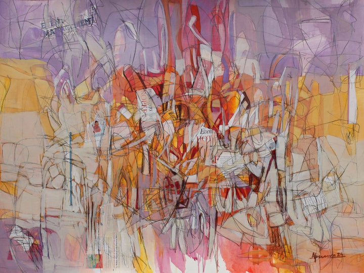 Abstract mixed-media painting titled 'Embers Of Expression 2', 22x30 inch, by artist Apurva Singh on Paper