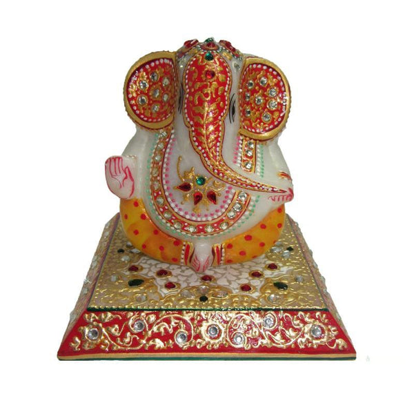 Religious craft titled 'Embossed Lord Ganesha', 5x4x4 inches, by artist Ecraft India on Marble