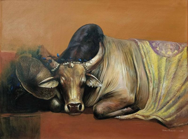 Animals acrylic painting titled 'Emotional Attachment 2', 36x48 inches, by artist Jiban Biswas on Canvas