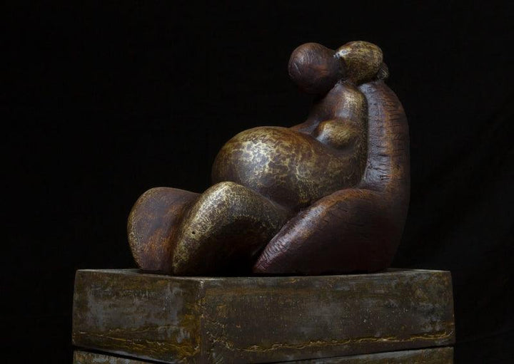 Figurative sculpture titled 'Empathy', 6x8x5 inches, by artist Rajendra Pradhan on Bronze