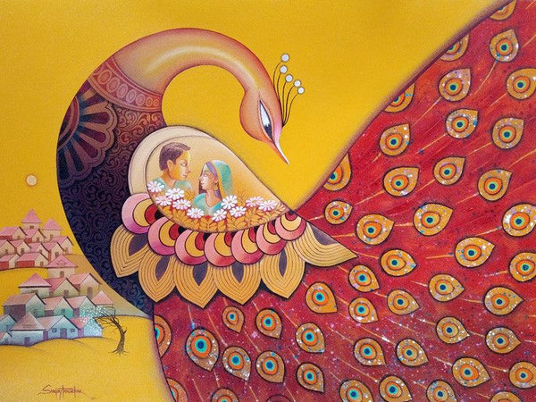 Animals acrylic painting titled 'Enchant 11', 36x48 inches, by artist Sanjay Tandekar on Canvas