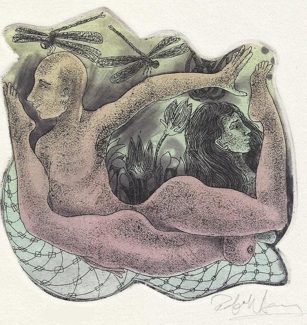 Erotic printmaking titled 'Erotic 2', 5x4 inches, by artist Rakesh Bani on Paper