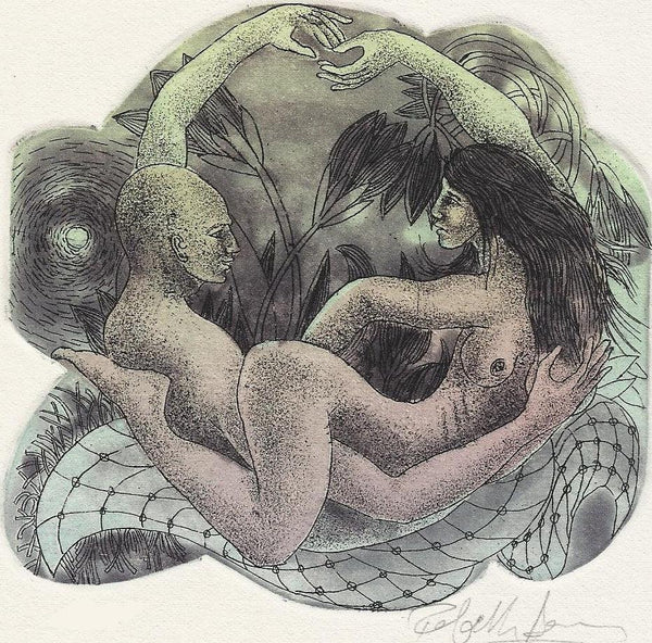 Erotic printmaking titled 'Erotic', 5x4 inches, by artist Rakesh Bani on Paper