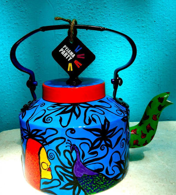 Lifestyle craft titled 'Ethinic India Tea Kettle', 9x9x7 inches, by artist Rithika Kumar on Aluminium