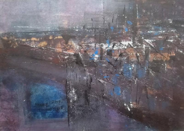 Abstract acrylic painting titled 'Eventide03', 11x15 inches, by artist Dnyaneshwar Dhavale on Acrylic on Paper