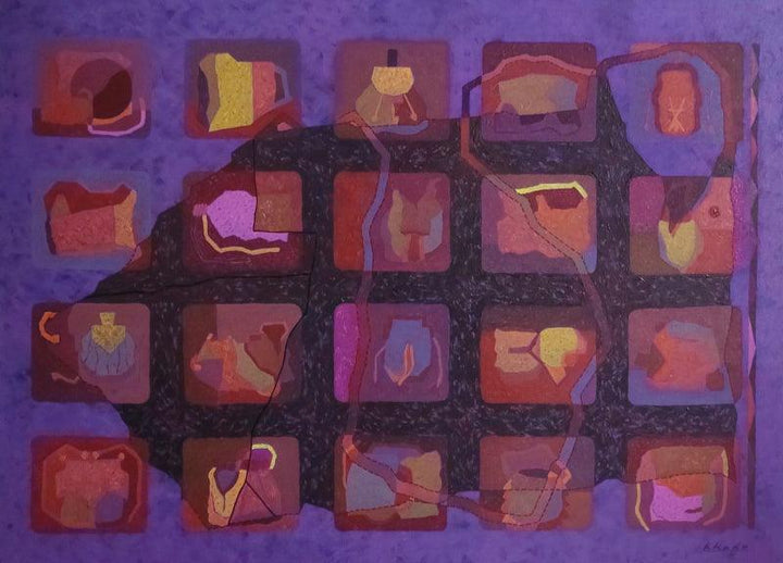 contemporary acrylic painting titled 'Existence 19', 34x48 inches, by artist Amol Khade on Canvas