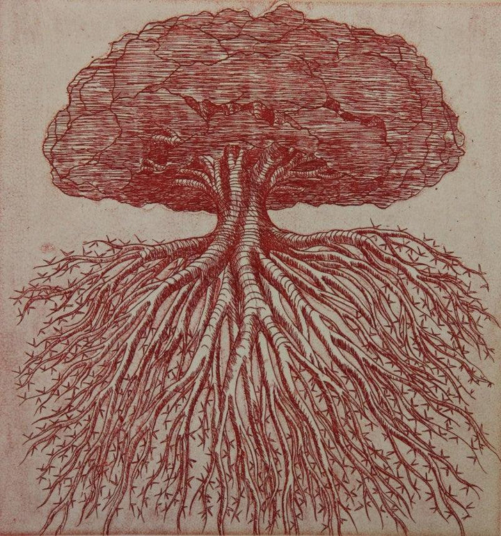 Nature printmaking titled 'Expansion', 23x16 inches, by artist Sachin Bhausaheb Manchare on Paper