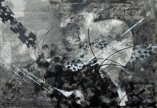 Abstract mixed media painting titled 'Exploring Bull 3', 13x18 inches, by artist Asif Shaikh on Paper