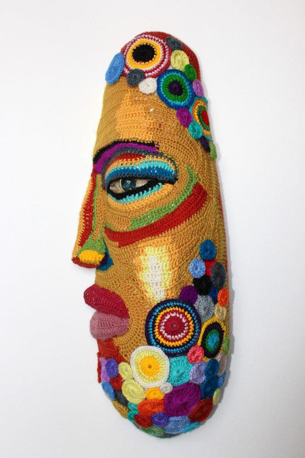 Figurative sculpture titled 'Face 12', 21x9x6 inches, by artist Archana Rajguru on Mixed Media