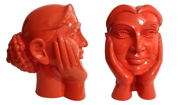 Figurative Paint sculpture titled 'Face 4', 15x12x17 inches, by artist Dvs Krishna on Paint on Fiberglass