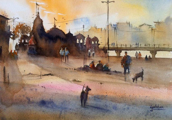 Scenic watercolor painting titled 'Faith Holds Everything Together', 18x13 inches, by artist Gulshan Achari on Paper