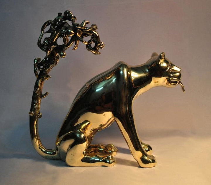 Animals sculpture titled 'Fake Tail 2', 12x11x4 inches, by artist Tarun Maity on Brass