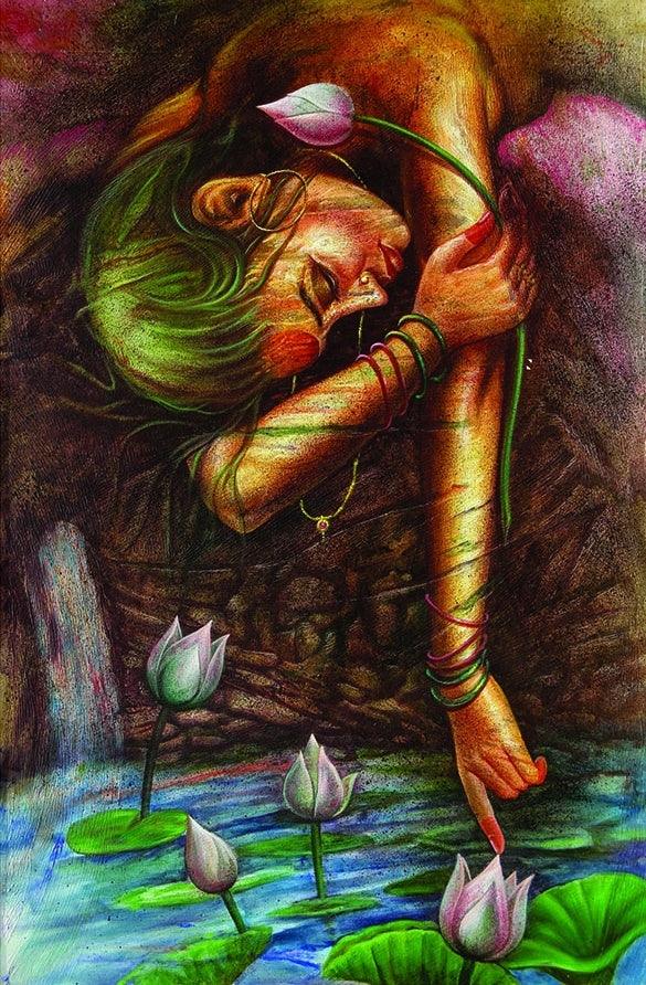 Figurative oil painting titled 'Fantasy 8', 42x38 inches, by artist Darshan Sharma on Canvas