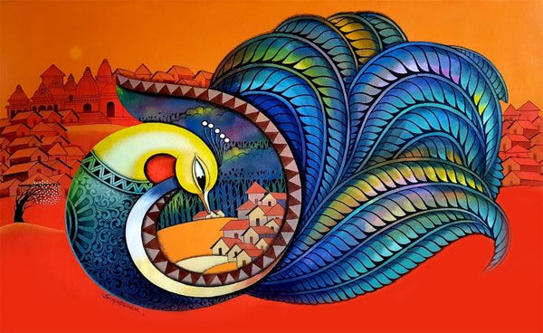 Animals acrylic painting titled 'Fascination 10', 27x44 inches, by artist Sanjay Tandekar on Canvas