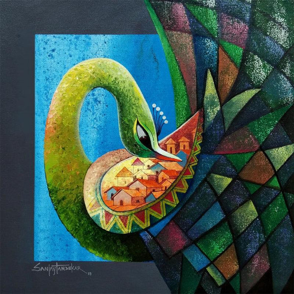 Animals acrylic painting titled 'Fascination 2', 15x15 inches, by artist Sanjay Tandekar on Canvas Board