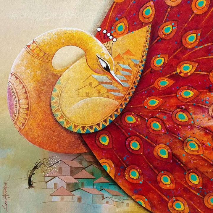 Animals acrylic painting titled 'Fascination 8', 24x24 inches, by artist Sanjay Tandekar on Canvas