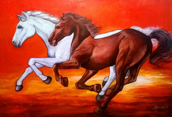 Animals acrylic painting titled 'Fast Growing Of Life', 48x72 inches, by artist Arjun Das on Canvas