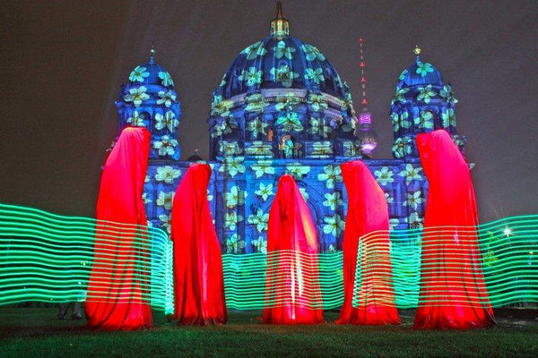 Figurative sculpture titled 'Festival of lights berlin guardians of t', 3x3x6 inches, by artist Manfred Kielnhofer on polyester