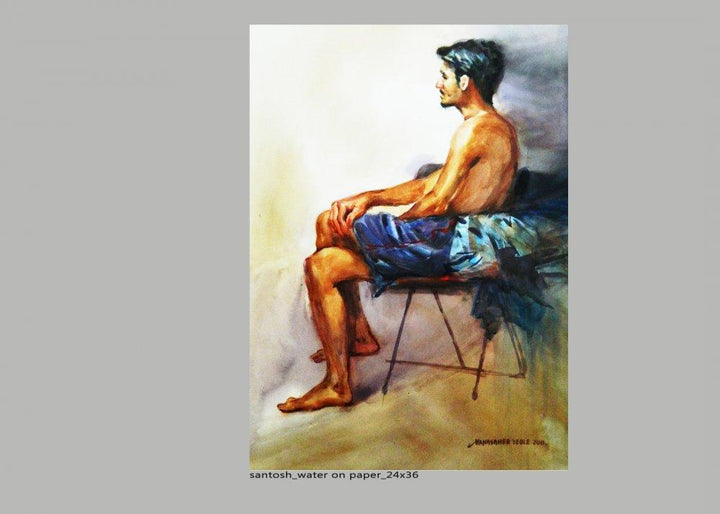 Figurative watercolor painting titled 'Figure 4', 24x30 inches, by artist NanaSaheb Yeole on Paper