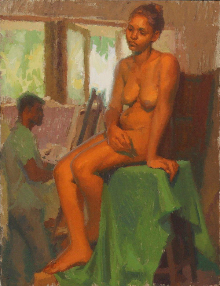 Figurative oil painting titled 'Figure Study', 24x18 inches, by artist Snehal Page on Canvas