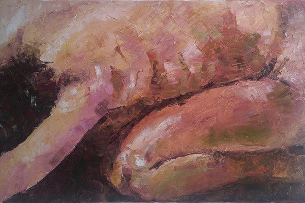 Nude oil painting titled 'Figurescape 02', 20x30 inches, by artist Prasad Bhardwaja on Canvas