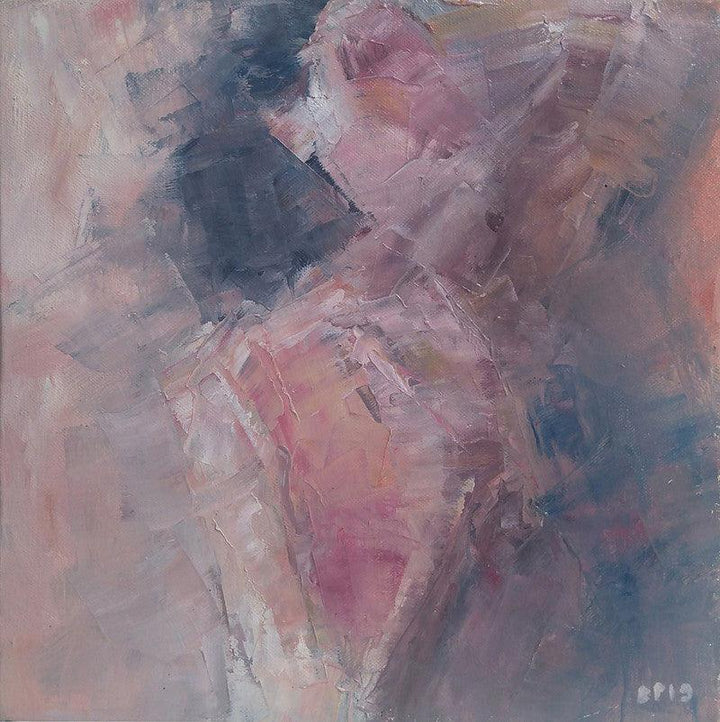 Nude oil painting titled 'Figurescape 04', 12x12 inches, by artist Prasad Bhardwaja on Canvas