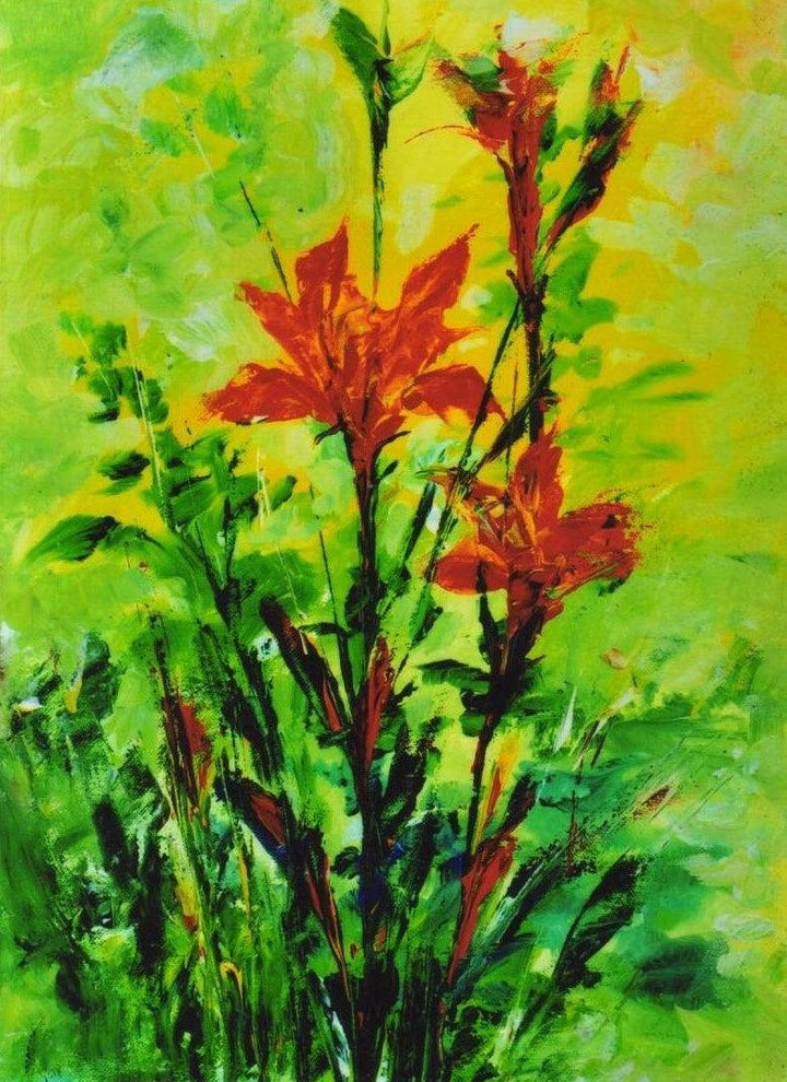 Nature acrylic painting titled 'Floral 2', 14x11 inches, by artist NP Pandey on Canvas