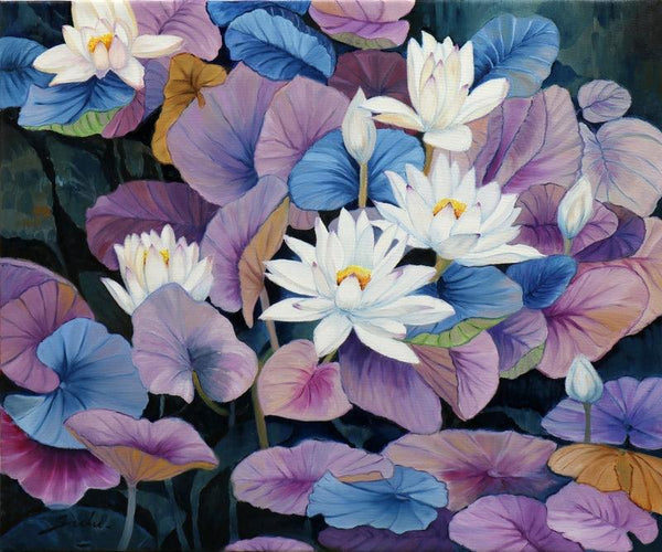 Landscape oil painting titled 'Flower Series 13 36x30', 36x30 inches, by artist Sulakshana Dharmadhikari on canvas