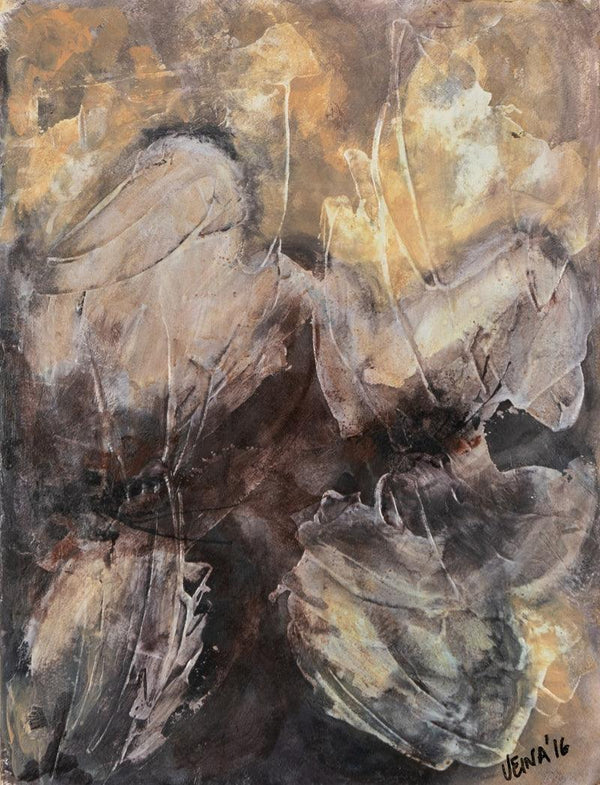 Nature mixed media titled 'Flower Study', 30x22 inches, by artist Veena Advani on Canvas