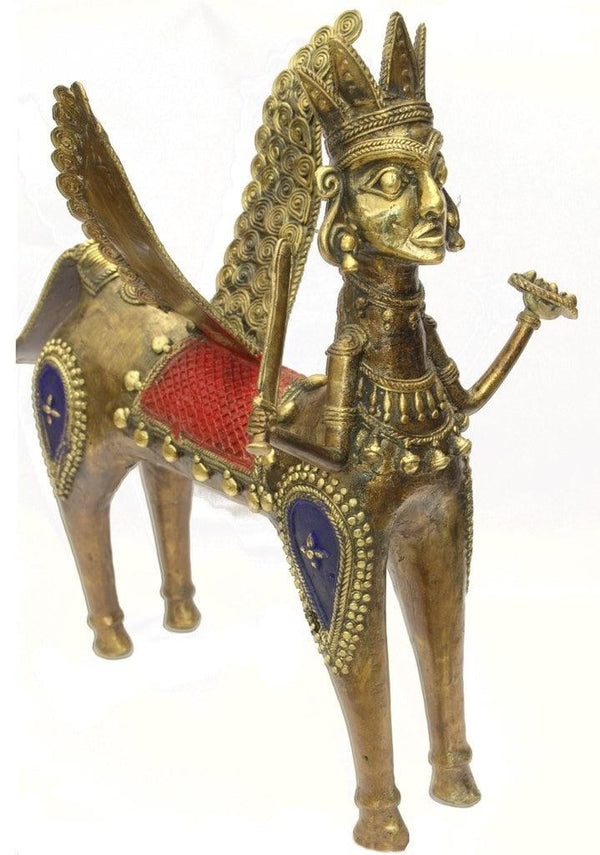 Animals craft titled 'Flying Horse', 18x12x4 inches, by artist Bhansali Art on Brass