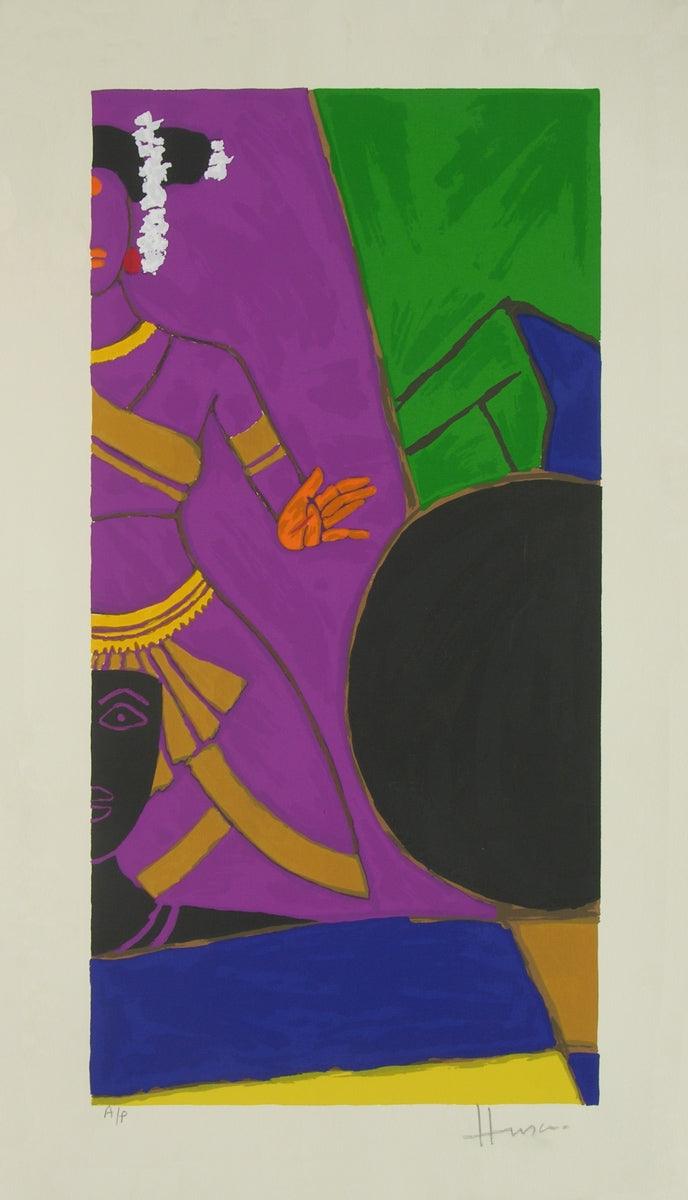 Figurative serigraphs painting titled 'Folklore Kerala 9', 28x16 inches, by artist M. F. Husain on Paper