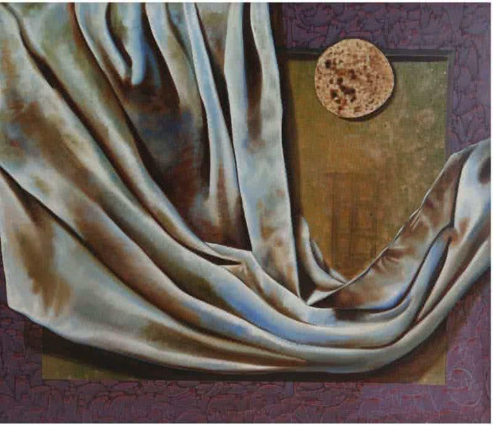 Lifestyle acrylic oil painting titled 'Food Cloth and Shelter', 36x30 inches, by artist Nitin  Marde on Canvas