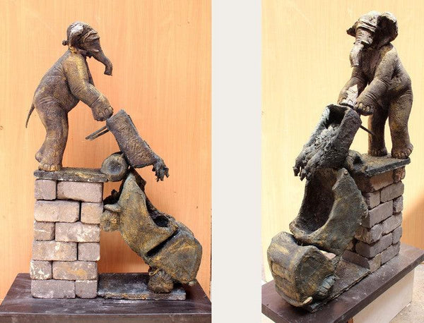 contemporary sculpture titled 'For Swach Bharat', 54x36x12 inches, by artist Nishchay Thakur on Mixedmedia