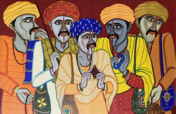 Figurative acrylic painting titled 'Fortune Teller 2', 36x42 inches, by artist Dhan Prasad on Canvas