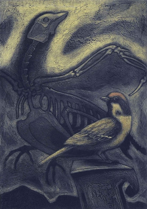 Animals printmaking titled 'Fossil 2', 30x22 inches, by artist Atin Basak on Paper