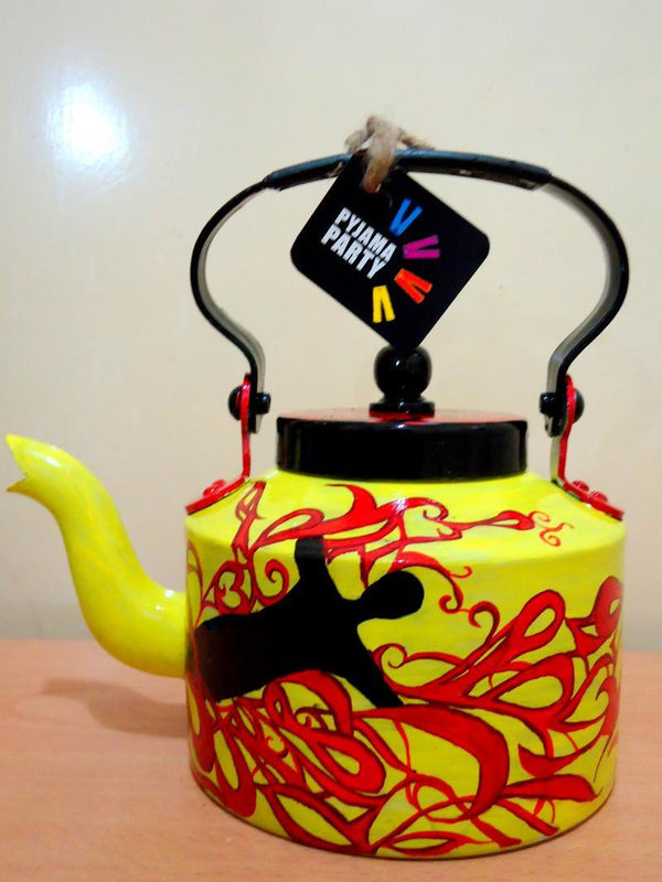 Lifestyle craft titled 'Free Fall Tea kettle', 9x9x7 inches, by artist Rithika Kumar on Aluminium