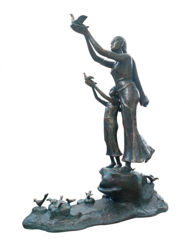 Figurative sculpture titled 'Freedom Of Life', 96x48x24 inches, by artist Asurvedh Ved on Bronze
