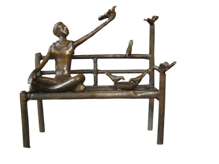 Figurative sculpture titled 'Freedom Of Life III', 10x10x5 inches, by artist Asurvedh Ved on Bronze