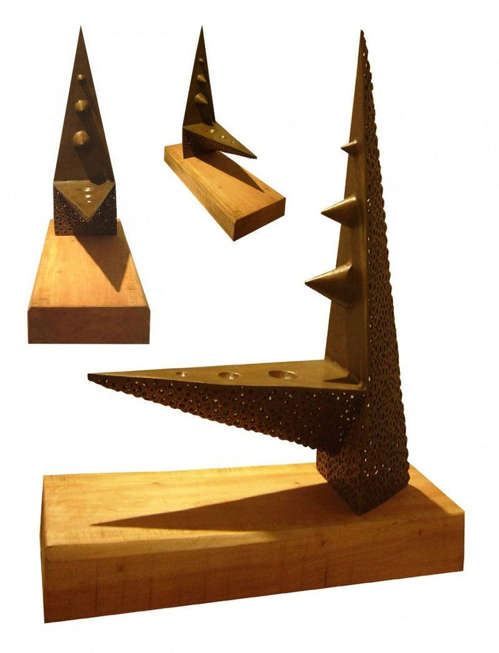 Abstract sculpture titled 'Friction', 18x22x6 inches, by artist Sukanta Chowdhury on Bronze