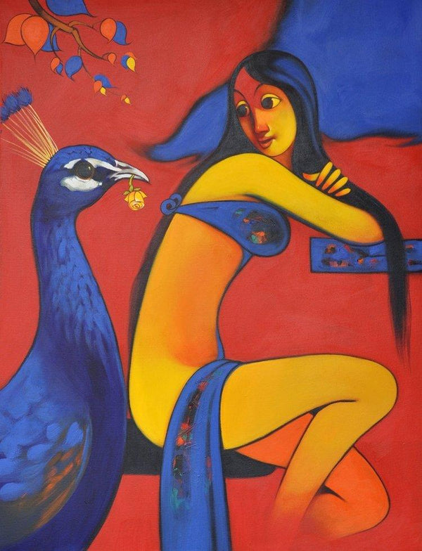 Animals acrylic painting titled 'Friendship', 36x48 inches, by artist Navnath Chobhe on Canvas