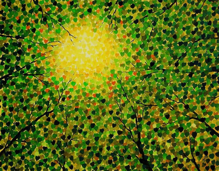 Nature acrylic painting titled 'From The Nest', 44x57 inches, by artist Seby Augustine on Canvas