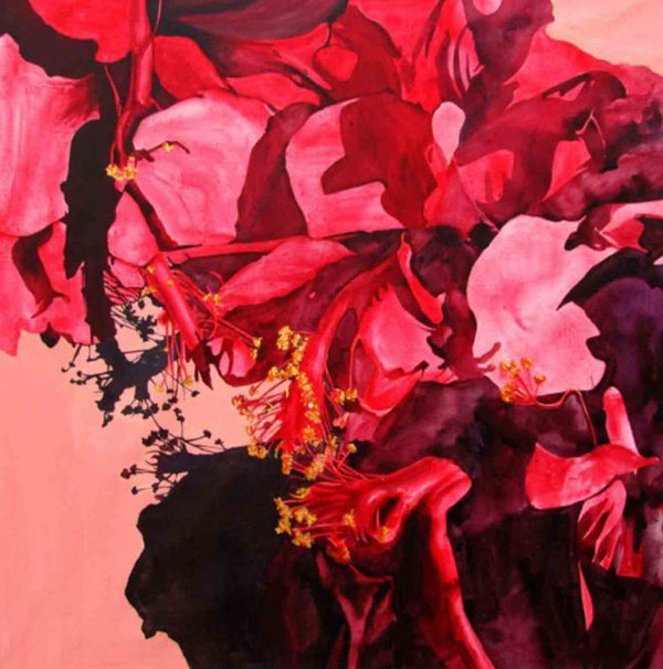 Nature acrylic painting titled 'Fuchsia Flowers', 36x36 inches, by artist Balaji G. Bhange on Canvas