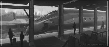 Other Digital Painting digital art titled 'Future Rail', 11x26 inches, by artist Digbejoy Ghosh on canvas