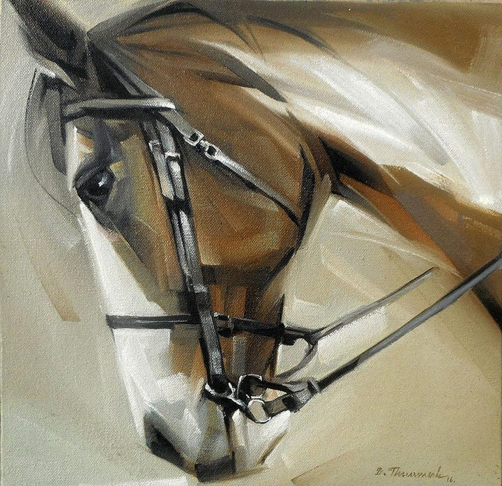 Animals acrylic painting titled 'Galloping Horse', 12x12 inches, by artist D Tiroumale on Canvas