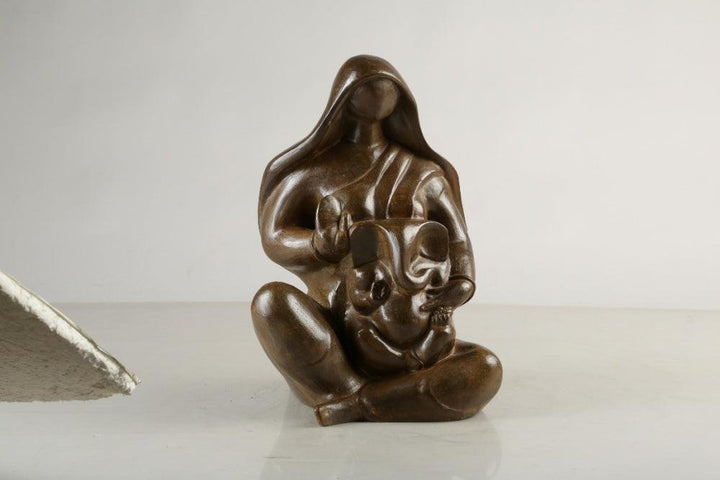 Figurative sculpture titled 'Ganesh Janani', 18x11x13 inches, by artist Tapas Sarkar on Bronze